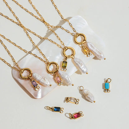 [GALE]Caitlin Birthstone Pearl Necklace
