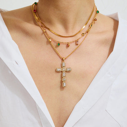 [GALE]Evangelina Diamond Cross Necklace