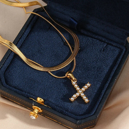 [GALE]Fiona Layered Gold Initial Letter Necklace
