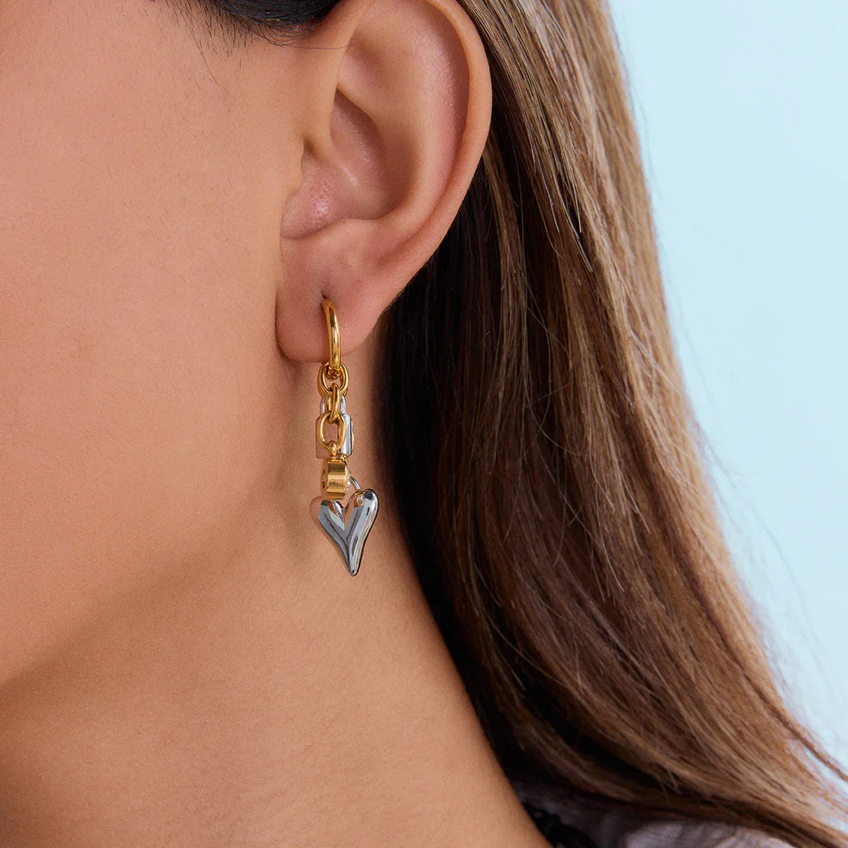 [GALE]Sarah Heart & Lock Gold Earrings