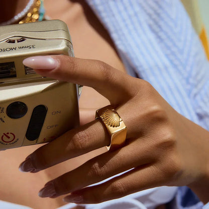 [GALE]Carlotta Geometric Shell Ring
