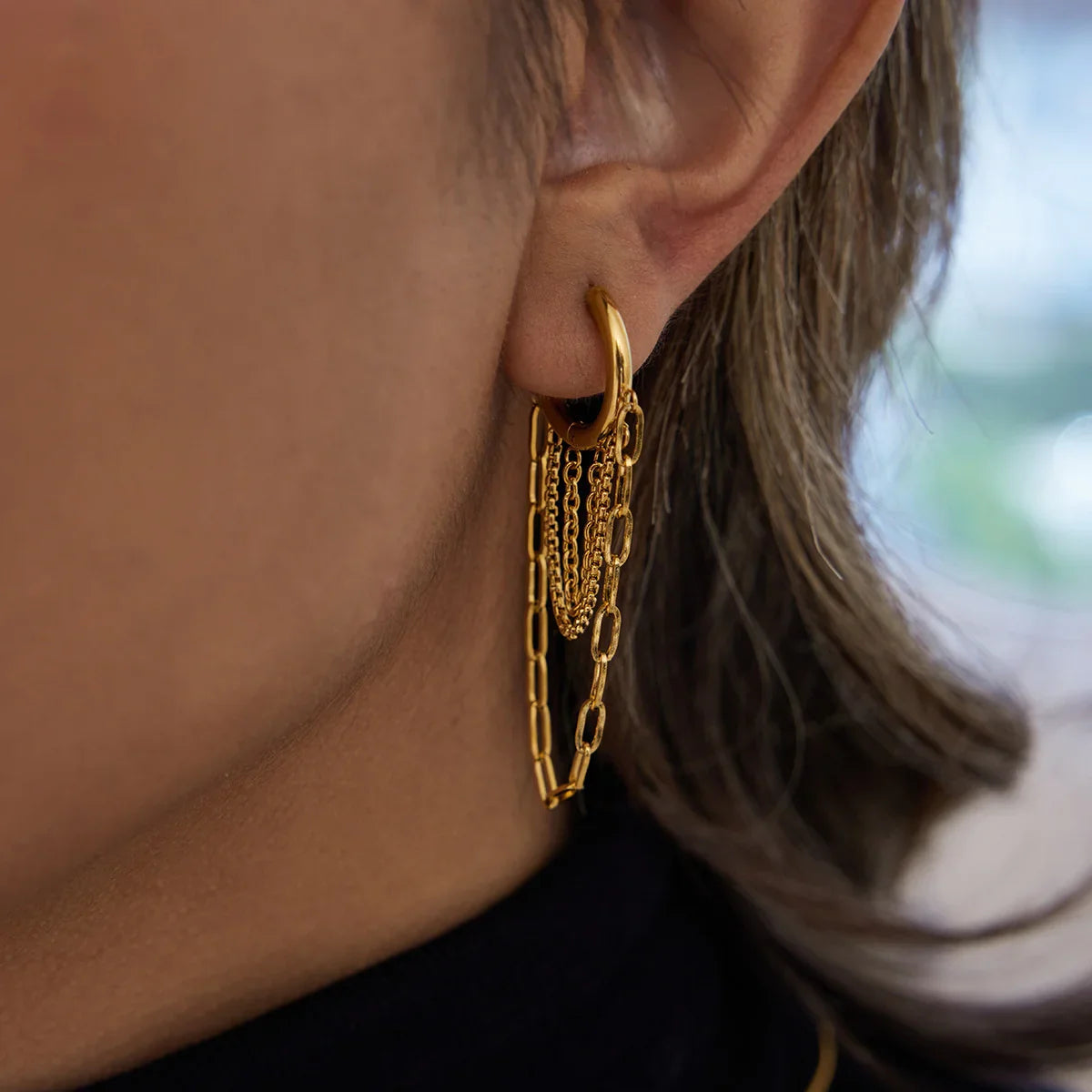 [GALE]Alaina Link Chain Hoops