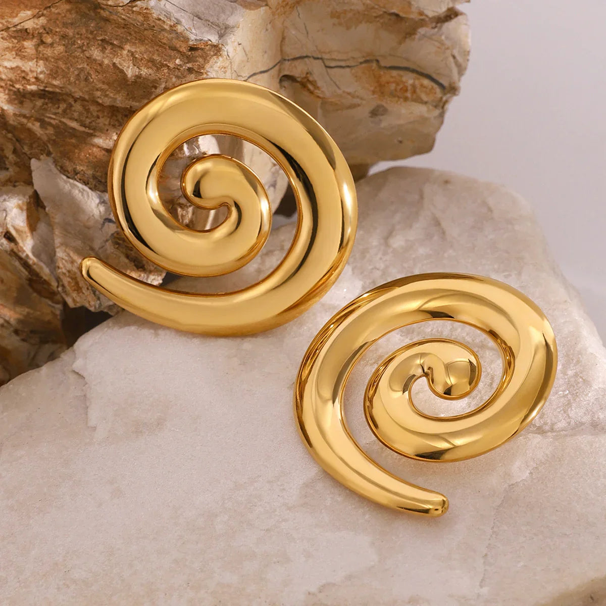 [GALE]Zarya Spiral Gold Earrings