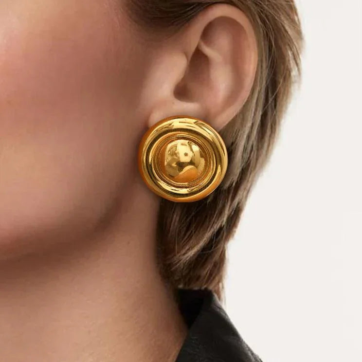 [GALE]Summers Gold Button Earrings