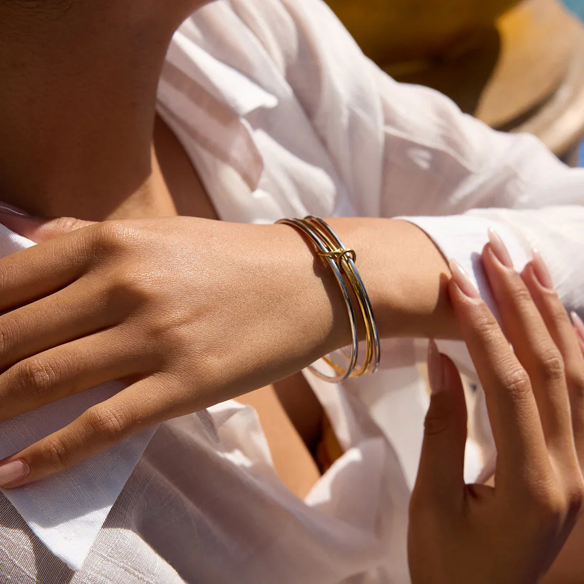 [GALE]Romina Two Tone Stacked Bracelet