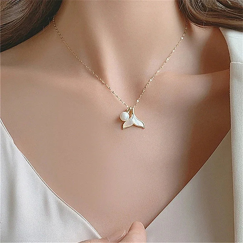 [GALE]Mermaid Freshwater Pearl Necklace