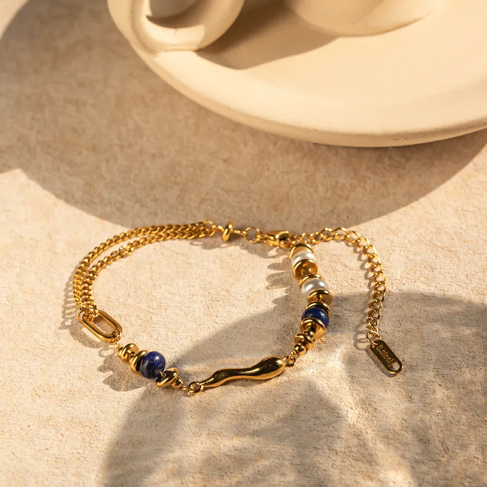 [GALE]Quintessa Layered Chain Pearl Bracelet
