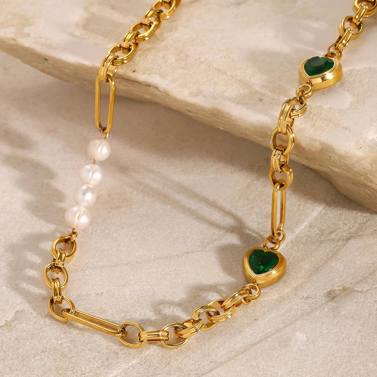 [GALE]Maddison Pearl Chain Gold Necklace