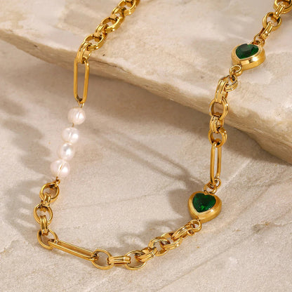 [GALE]Maddison Pearl Chain Gold Necklace