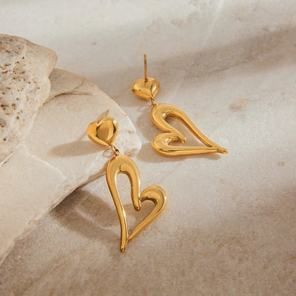 [GALE]Venus Gold Heart Earrings