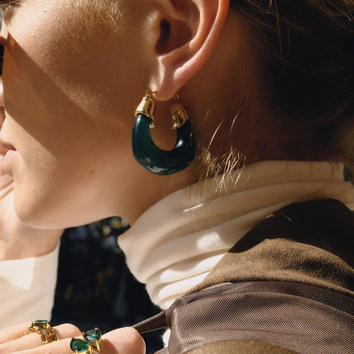 [GALE]Leighton Chunky Enamel Hoops