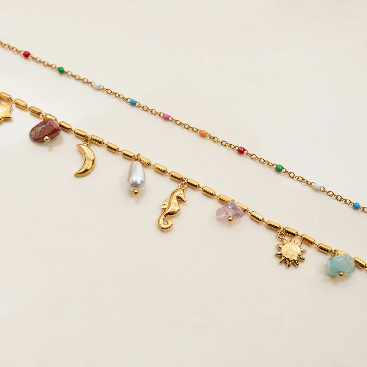 [GALE]Cambria Coastal Charm Layered Necklace