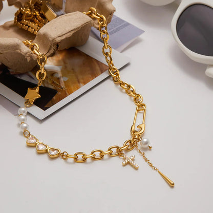 [GALE]Zeraphine Diamond Pearl Gold Necklace