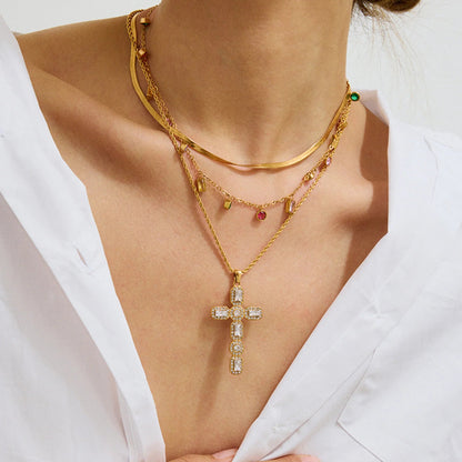 [GALE]Evangelina Diamond Cross Necklace