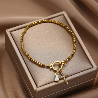 [GALE]Amalia Birthstone Cross Bracelet