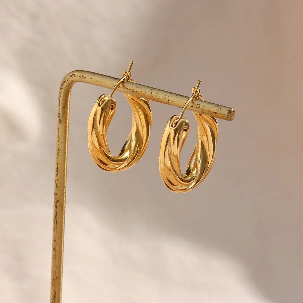 [GALE]Denisse Twisted Hoop Earrings