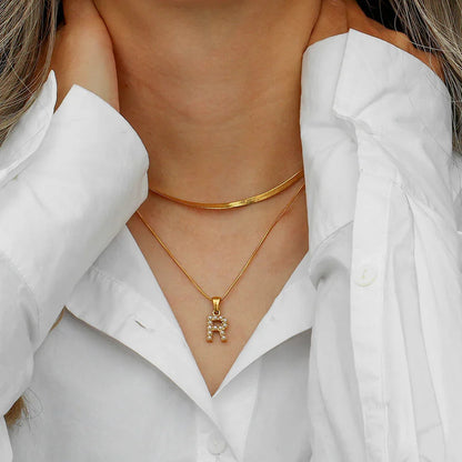 [GALE]Fiona Layered Gold Initial Letter Necklace