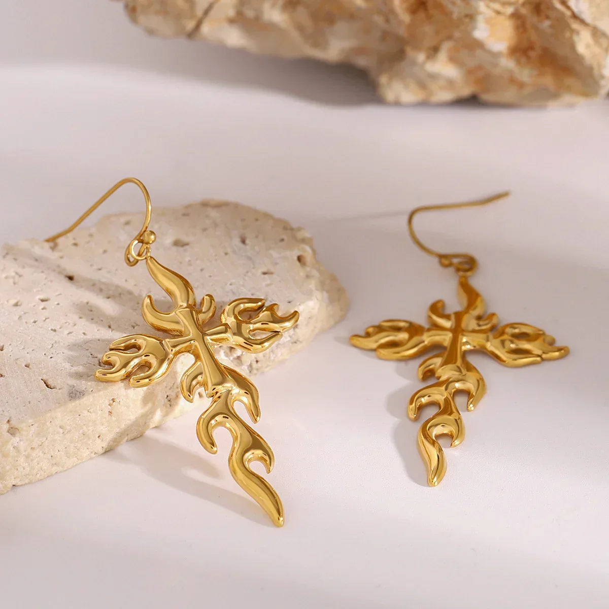 [GALE]Adrielle Branched Cross Gold Earrings