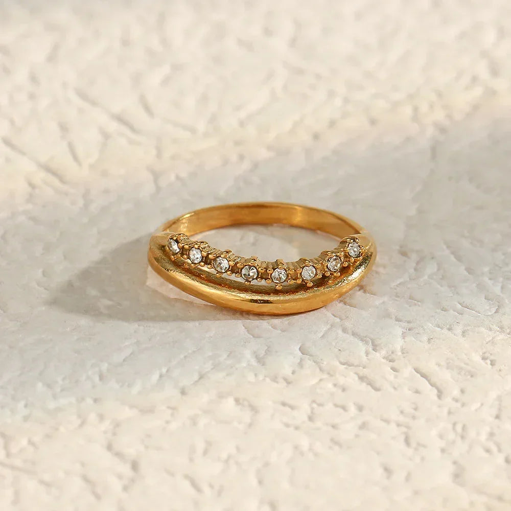 [GALE]Adeline Diamond Simulant Gold Ring