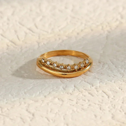 [GALE]Adeline Diamond Simulant Gold Ring