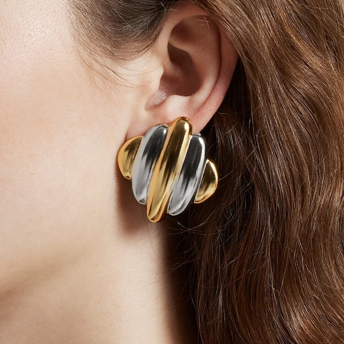 [GALE]Maxine Rippled Gold Earrings