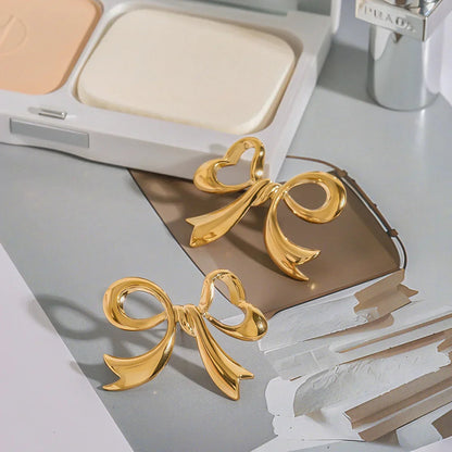 [GALE]Carissa Gold Bowtie Earrings