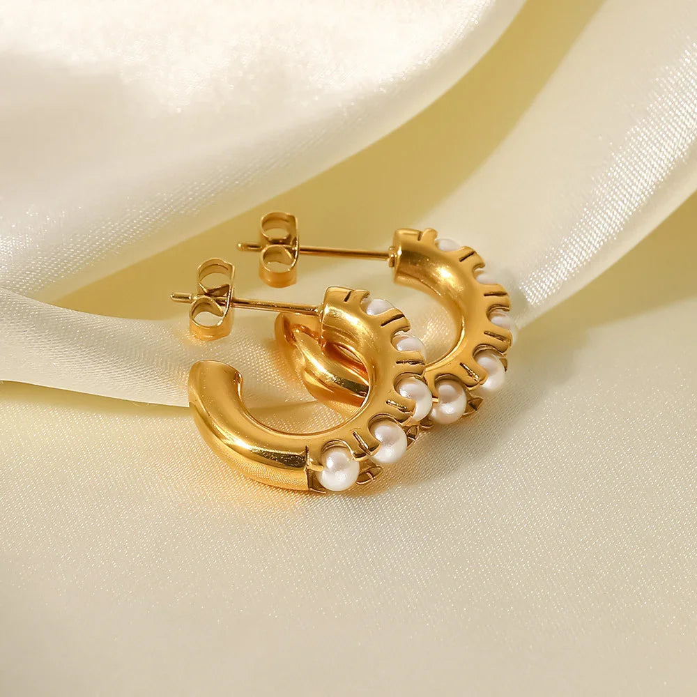 [GALE]Irene Pearl Hoop Earrings