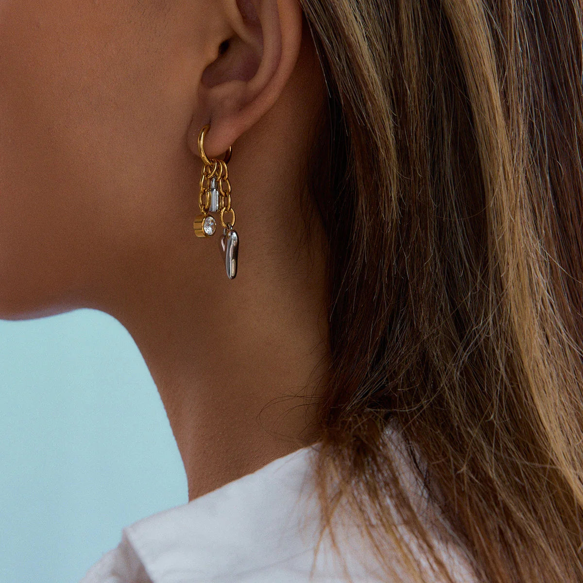 [GALE]Sarah Heart & Lock Gold Earrings