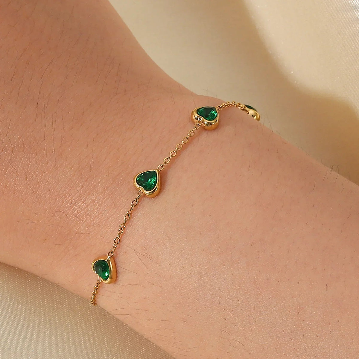 [GALE]Francia Green Heart Bracelet