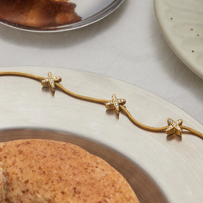 [GALE]Brienne Diamond Cross Herringbone Bracelet