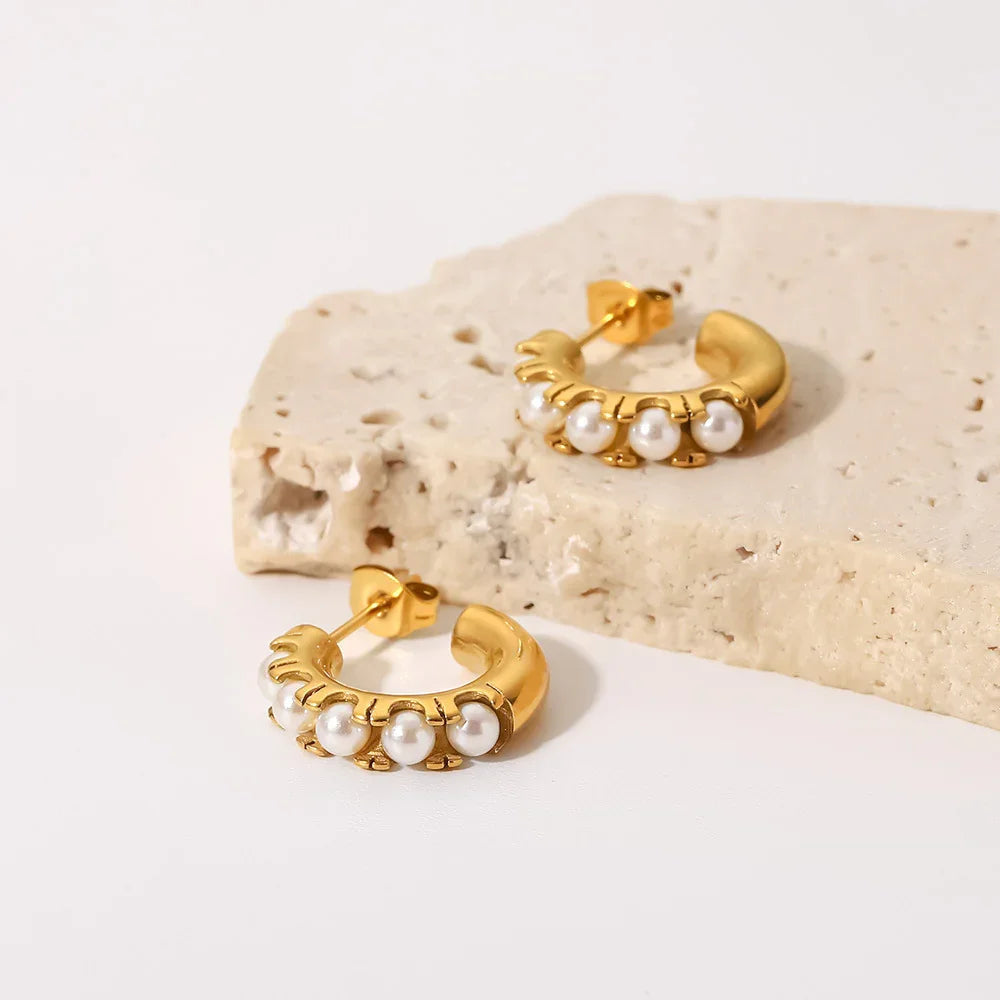 [GALE]Irene Pearl Hoop Earrings