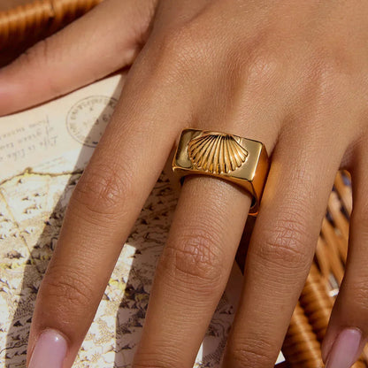 [GALE]Carlotta Geometric Shell Ring