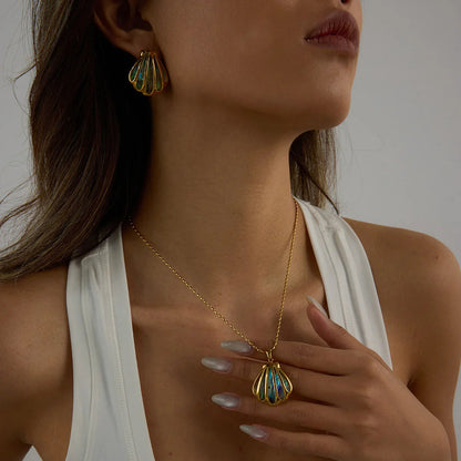 [GALE]Nixie Gold Seashell Earrings