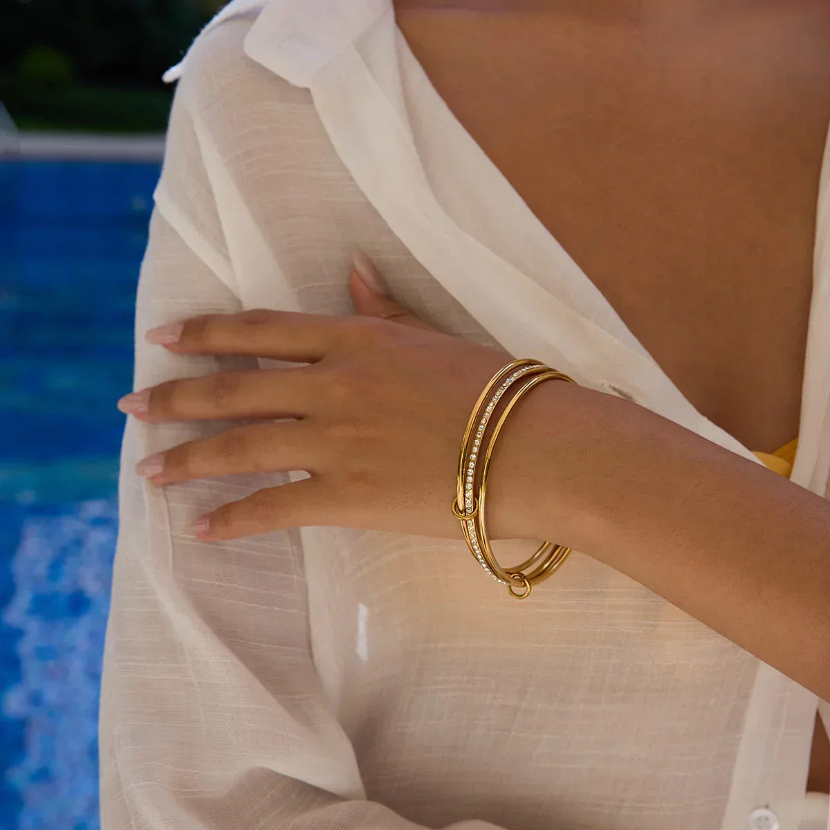 [GALE]Quinley Stacked Diamond Bracelet