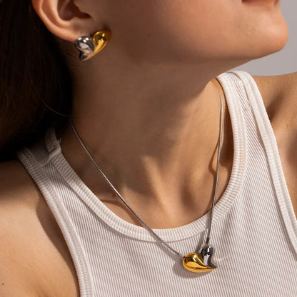 [GALE]Dorothea Two Tone Heart Necklace