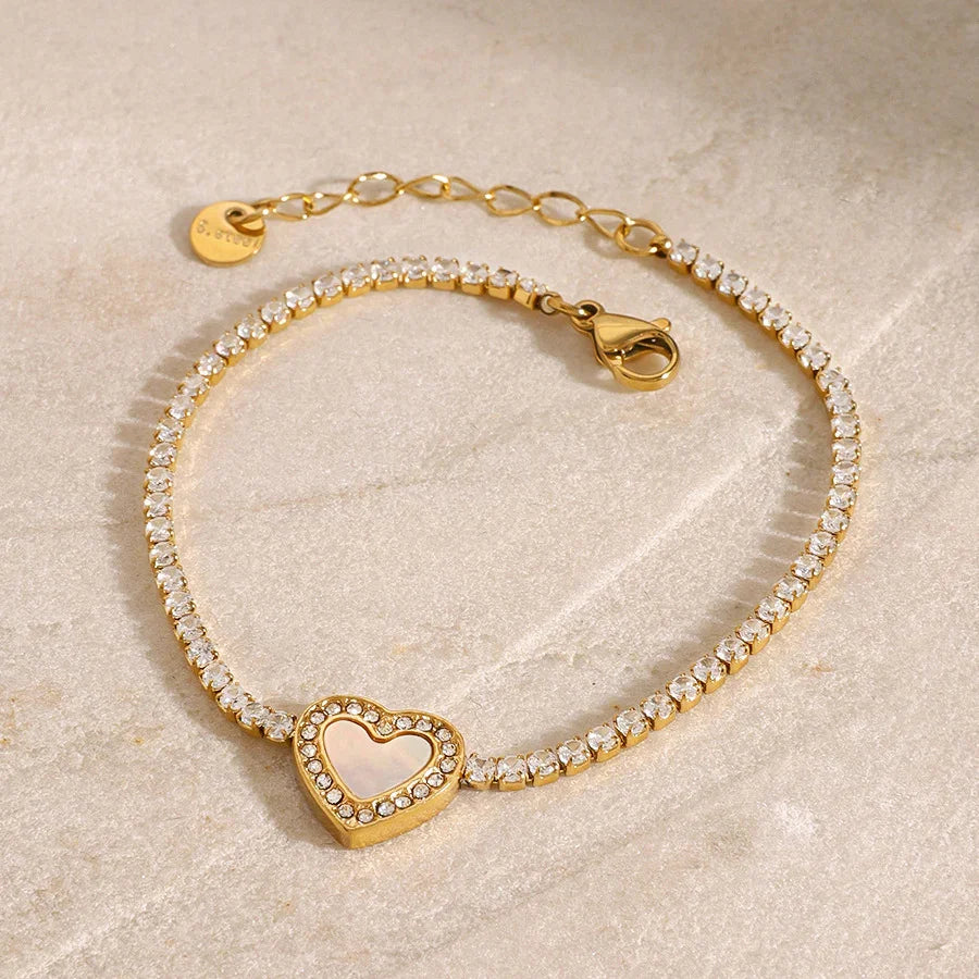 [GALE]Cameron Diamond Heart Tennis Bracelet