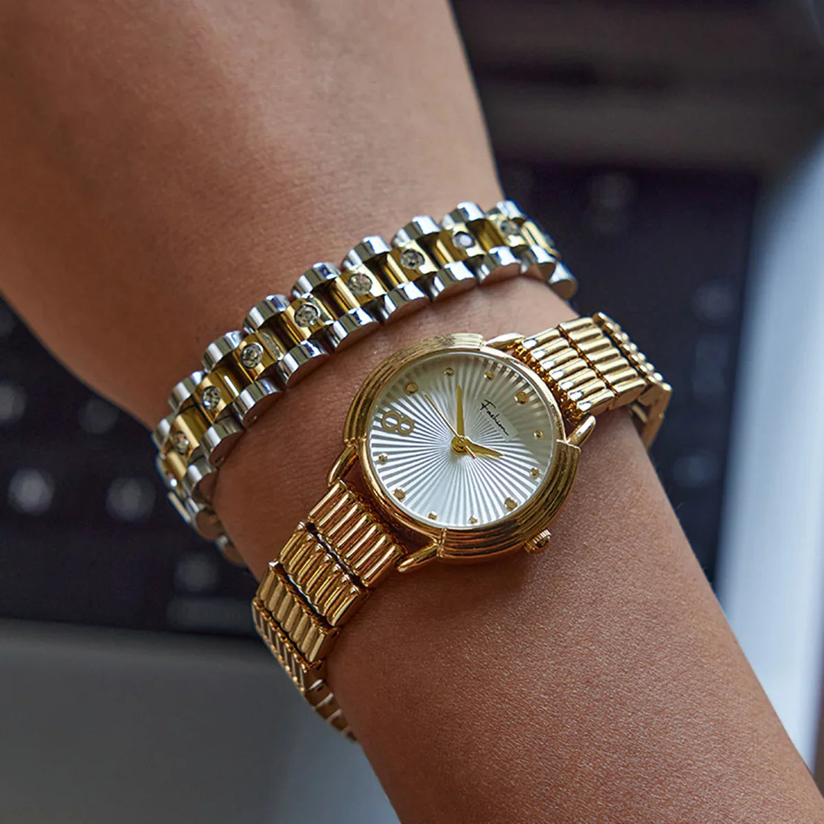 [GALE]Gold Watchband Bracelet