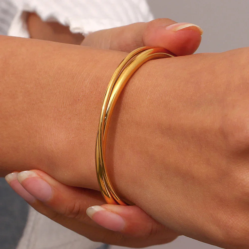 [GALE]Rianne Layered Gold Bangle