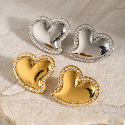 [GALE]Holly Heart Gold Earrings