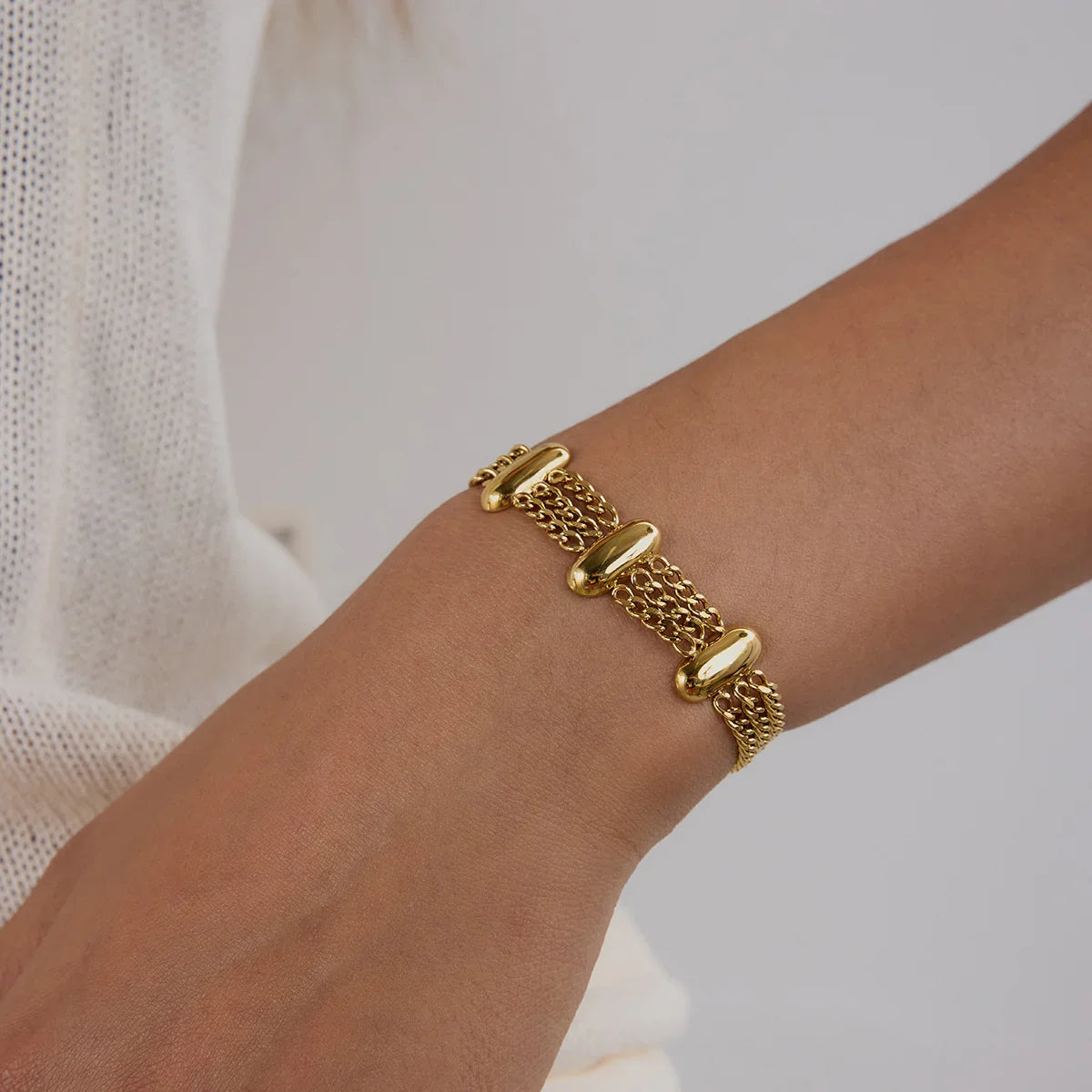 [GALE]Kathleen Layered Chain Gold Bracelet