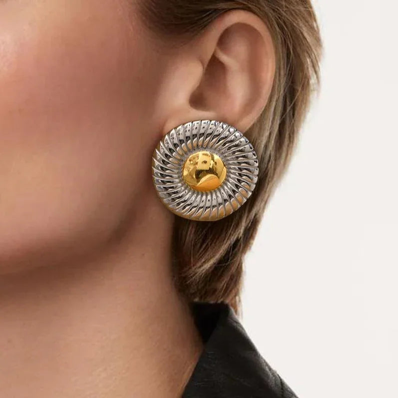 [GALE]Summers Gold Button Earrings