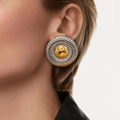[GALE]Summers Gold Button Earrings