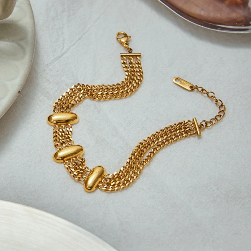 [GALE]Kathleen Layered Chain Gold Bracelet