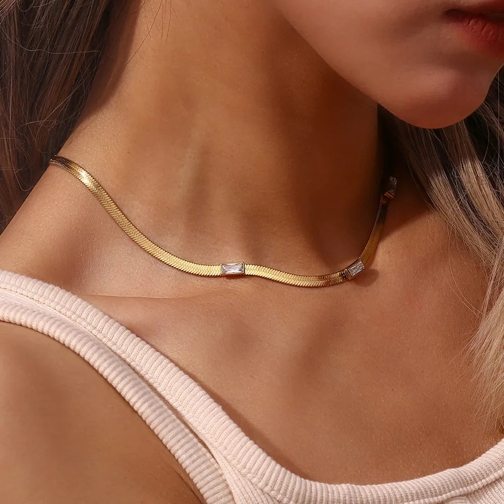 [GALE]Eve Herringbone Gold Necklace
