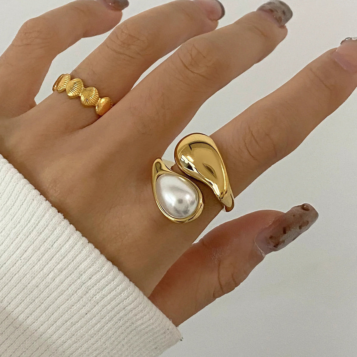 [GALE]Mara Amber Pearl Ring