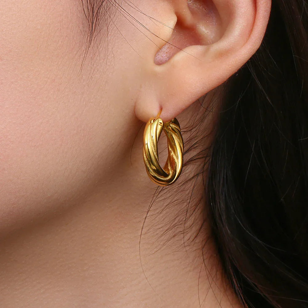 [GALE]Denisse Twisted Hoop Earrings