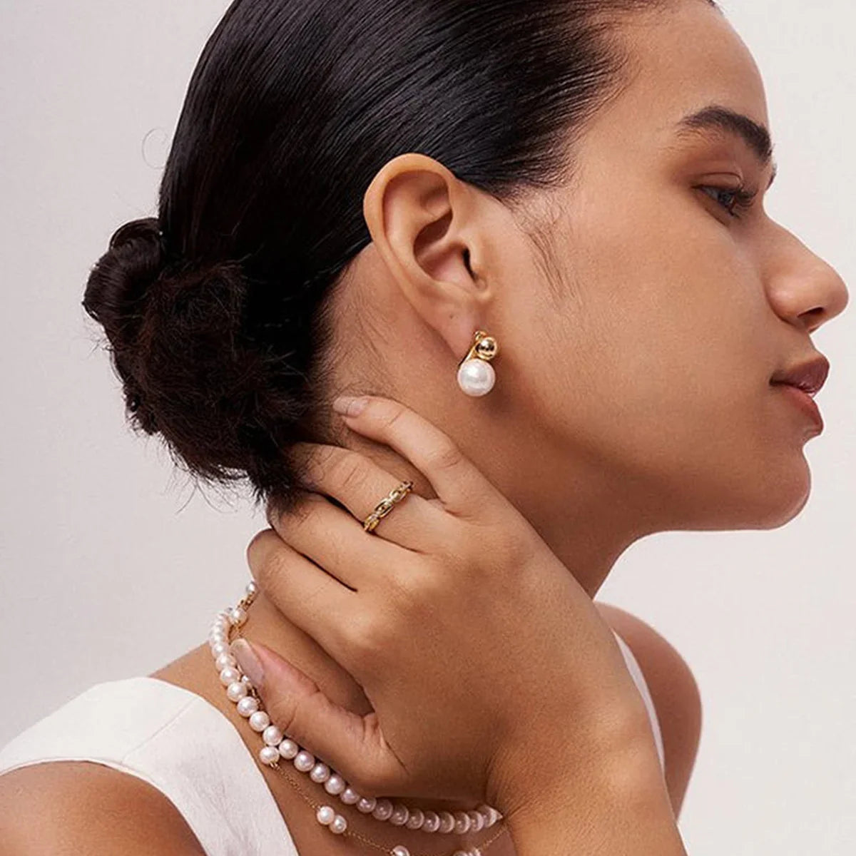 [GALE]Nautica Dome Pearl Earrings