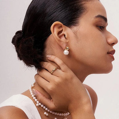 [GALE]Nautica Dome Pearl Earrings