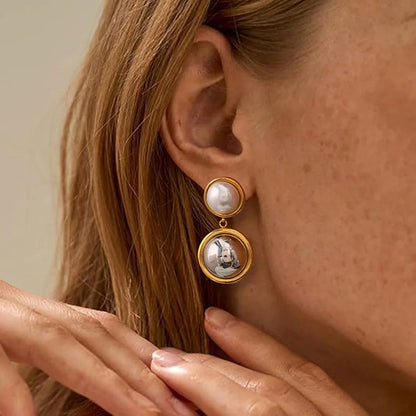 [GALE]Avery Pearl Dome Earrings