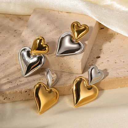 [GALE]Zofia Two Tone Heart Earrings